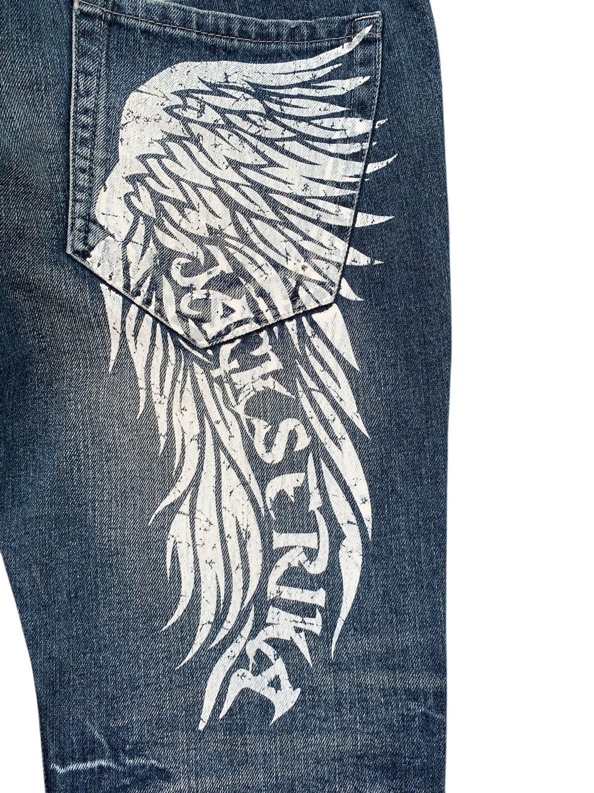 Tornado Mart FLARE JACK SERIKA DOUBLE WAIST WING PUNK DISTRESSED DENIM Size US 32 / EU 48 - 12 Thumbnail
