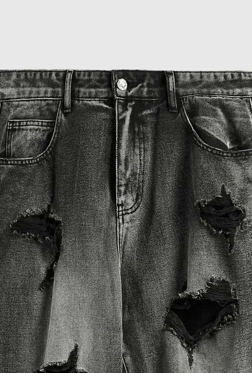 Jean Washed Ripped Distressed Jeans Size US 31 - 3 Thumbnail