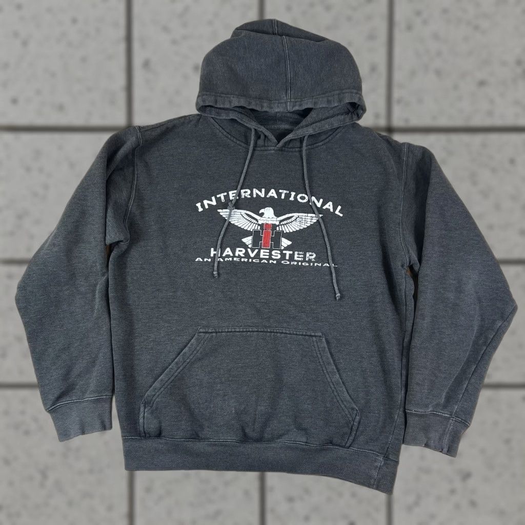 Vintage International Harvester Hoodie Sweatshirt Gray L Mens Pullover Regular Size Size US L / EU 52-54 / 3 - 1 Thumbnail