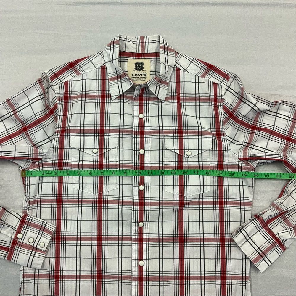 Levi's LEVI’S Red White Plaid Western Style Pearl Snap Shirt Size US S / EU 44-46 / 1 - 4 Thumbnail