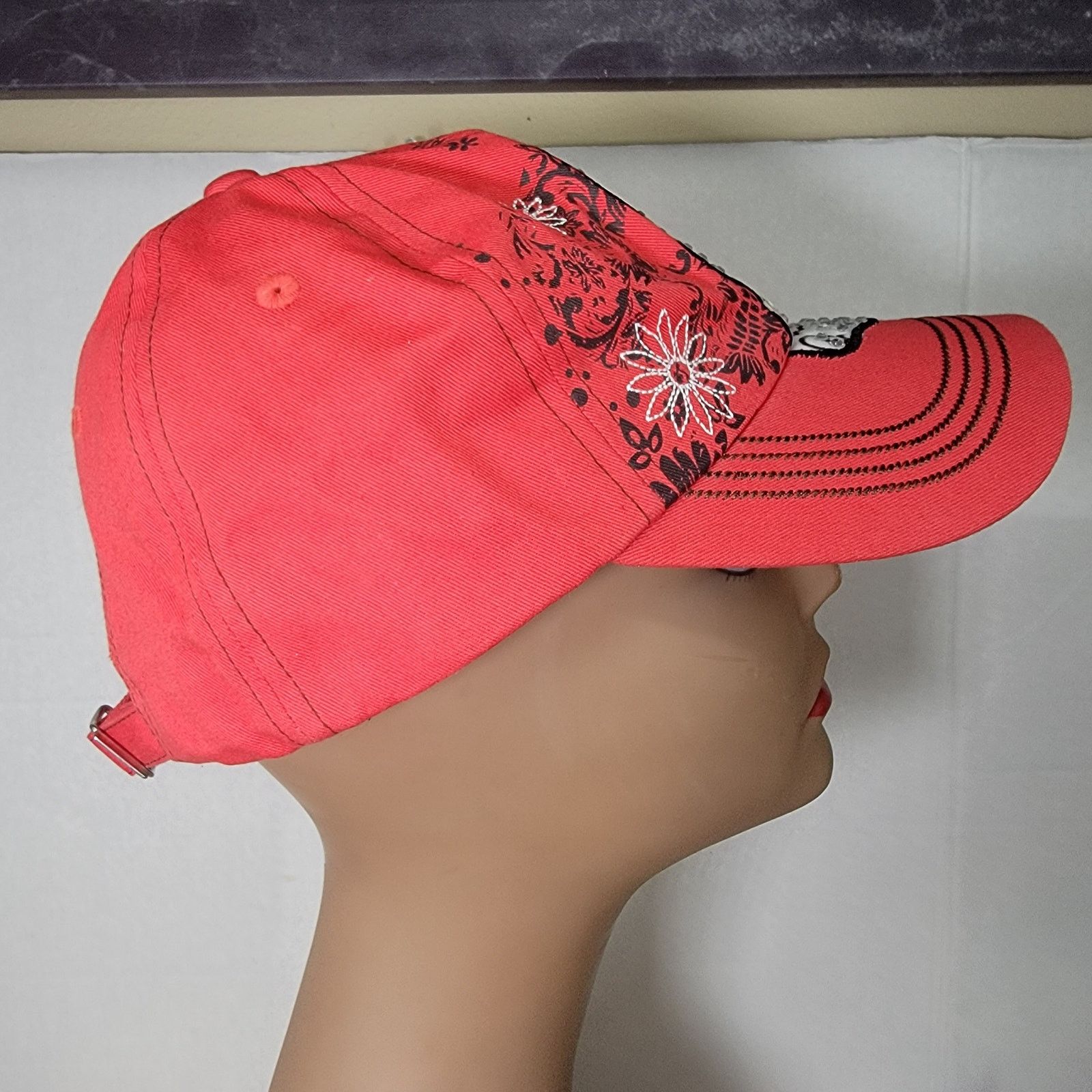Other Día de los Muertos Bling Sugar Skull Adjustable Red Ball Cap Size ONE SIZE - 5 Thumbnail