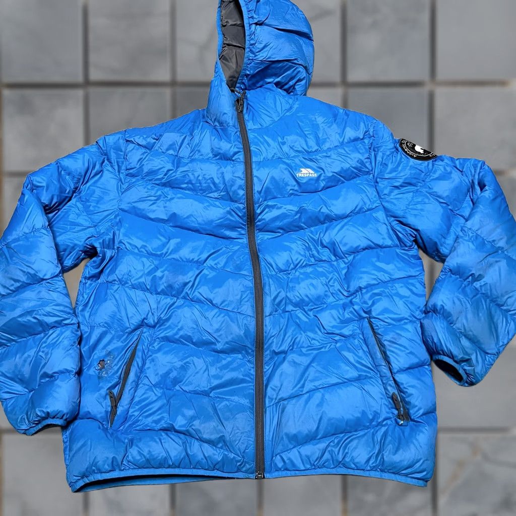 Vintage Trespass Down Jacket Mens XXL Quilted Coat Blue Hooded Stormer flaw Hole by pocket Regular Mens 2XL Jacket Puffer Blue Size US XXL / EU 58 / 5 - 1 Thumbnail