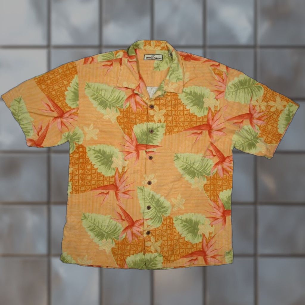 Tommy Bahama Tommy Bahama Shirt Mens Extra Large Orange Silk Button Up Hawaiian Abstract Tiki Size US XL / EU 56 / 4 - 1 Thumbnail