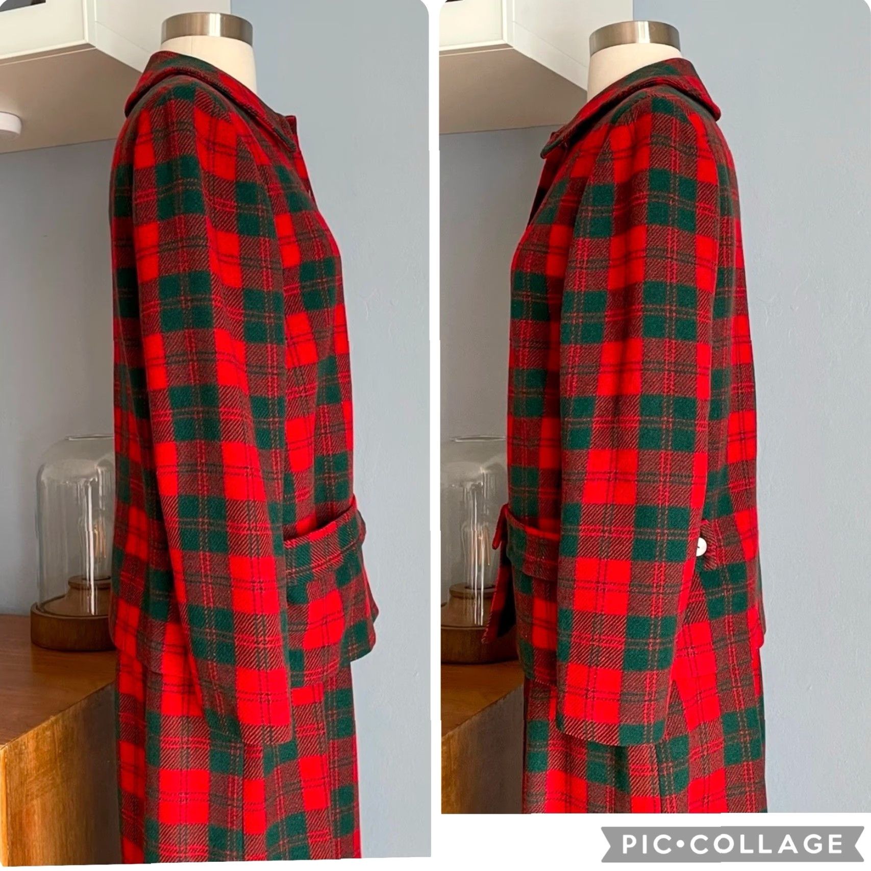 Vintage VINTAGE Koret of California SF Tartan Plaid Wool Jacket Skirt Suit Red Green S/M 1970s Mod/GoGo N/A Size 28" / US 6 / IT 42 - 5 Thumbnail