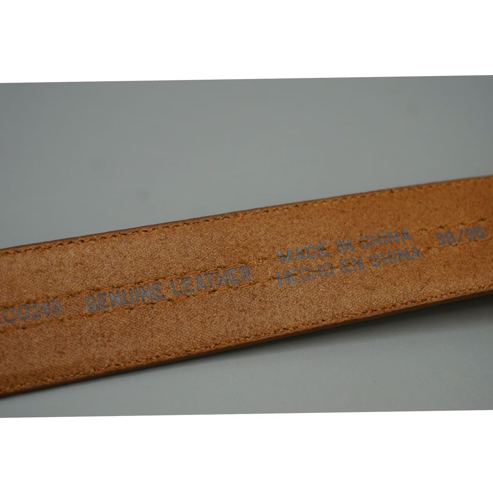 Vintage Columbia Belt Mens Leather Tan Nubuck 1.5" 38/95 Triple Stitch Buckle Classic Work Belt Mens Size 38 - 3 Thumbnail