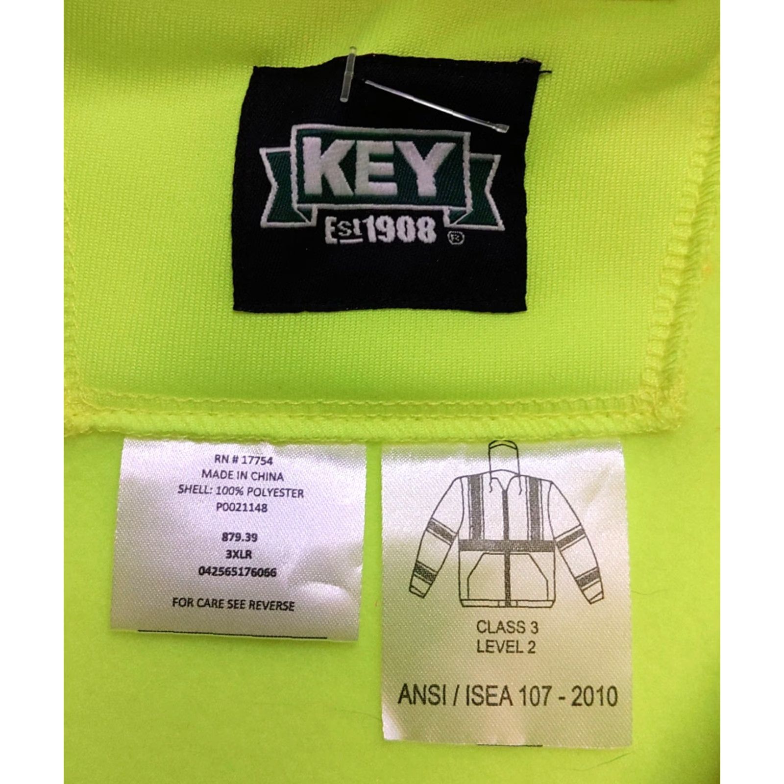 Vintage Key Safety Work Wear Hoodie 2XLT Mens Yellow Reflective High Visibility Hoodie Shirt (Wear) Size US XXL / EU 58 / 5 - 6 Thumbnail
