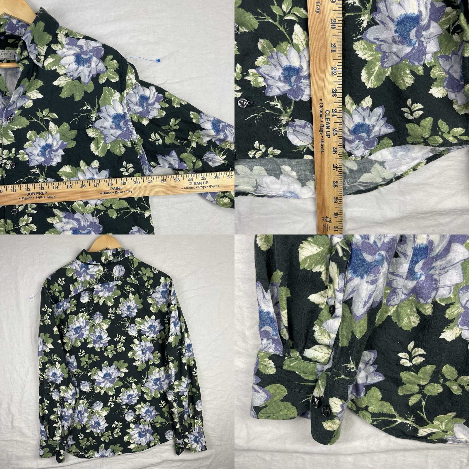 Eton Eton Shirt Mens M 40 15-3/4 Black Floral Contemporary Button-Up Long Sleeve Shirt Mens Black Floral Button-Up Size US M / EU 48-50 / 2 - 8 Thumbnail