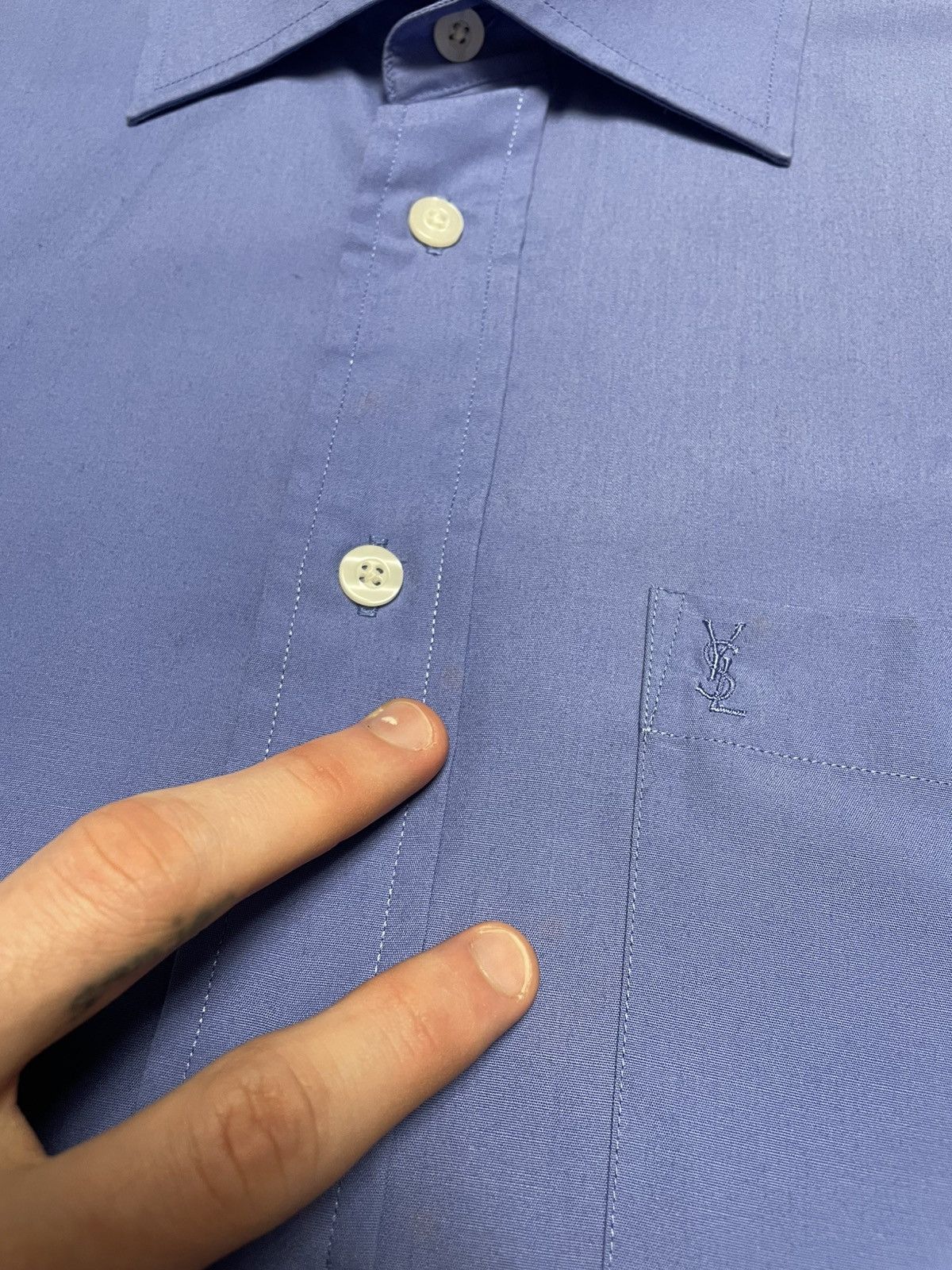 Yves Saint Laurent Vintage Yves Saint Laurent YSL Blue Long Sleeve Shirt Button Size US L / EU 52-54 / 3 - 8 Thumbnail
