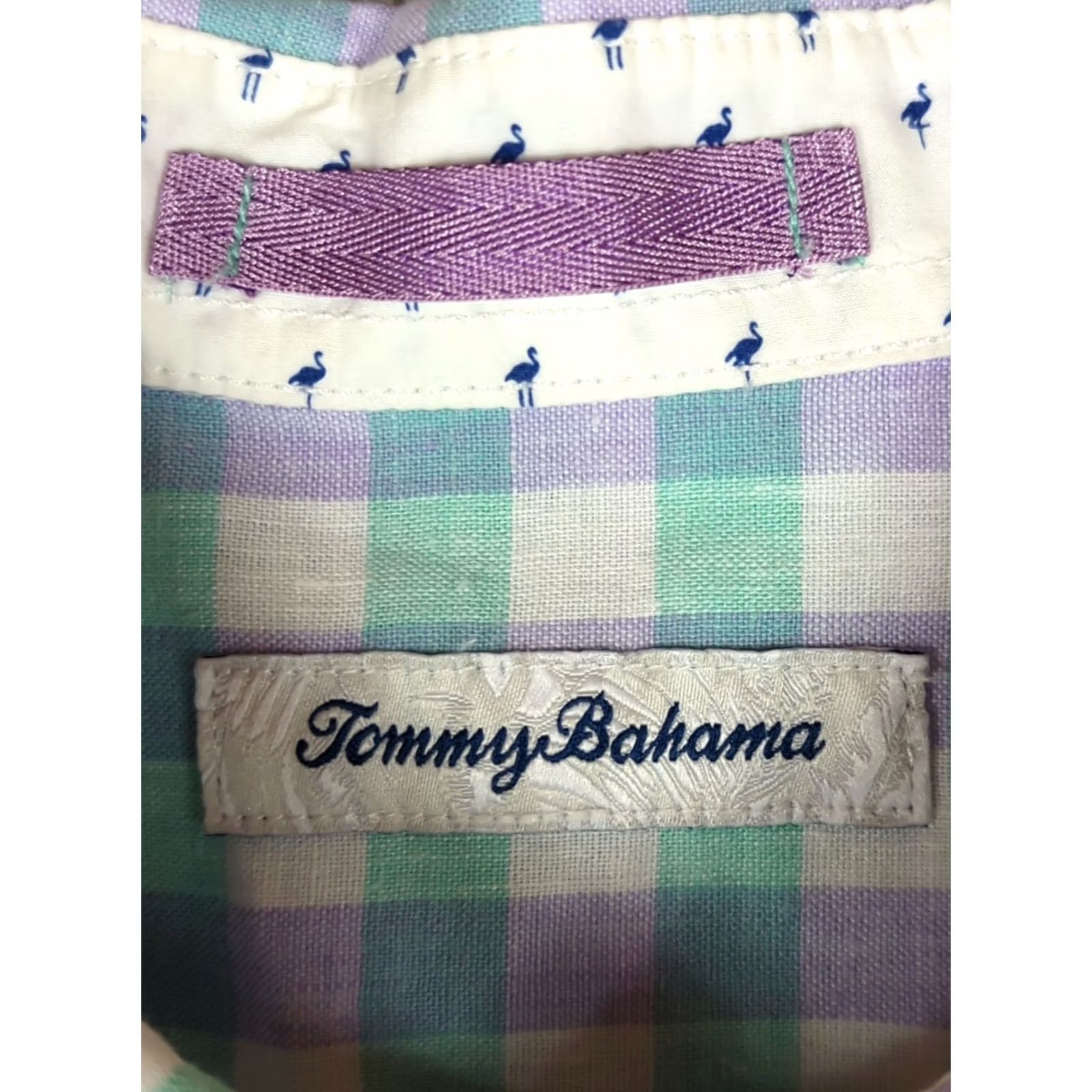 Tommy Bahama Tommy Bahama Shirt Mens Size L Lavender/green Linen/ Cotton Blend Short Sleeve Button Up Size US L / EU 52-54 / 3 - 6 Thumbnail