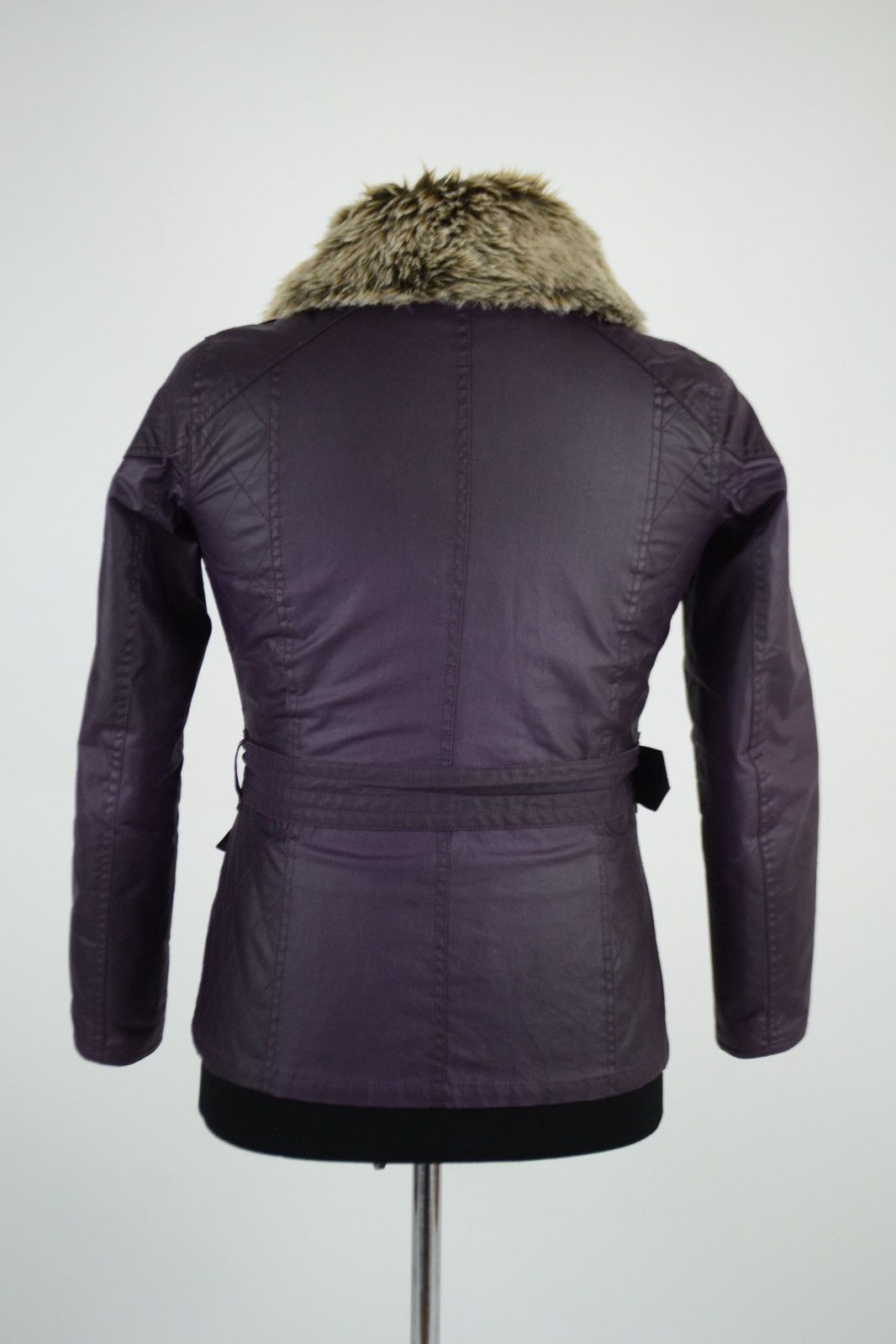 Barbour × Belstaff Women's INTERNATIONAL Ferrera Wax Purple Motorcycle Bomber Jacket Coat Size M / US 6-8 / IT 42-44 - 7 Thumbnail