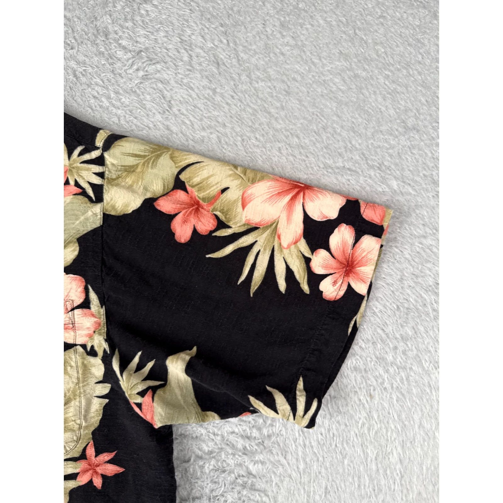 George Breakwater Shirt Men Large Black Pink Green Floral Palm Leaf 100% Rayon Pocket Size US L / EU 52-54 / 3 - 2 Thumbnail
