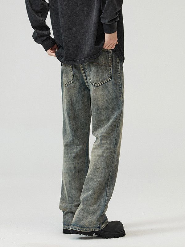 Japanese Brand Men's Washed Casual Bootcut Jeans Size US 32 / EU 48 - 4 Thumbnail