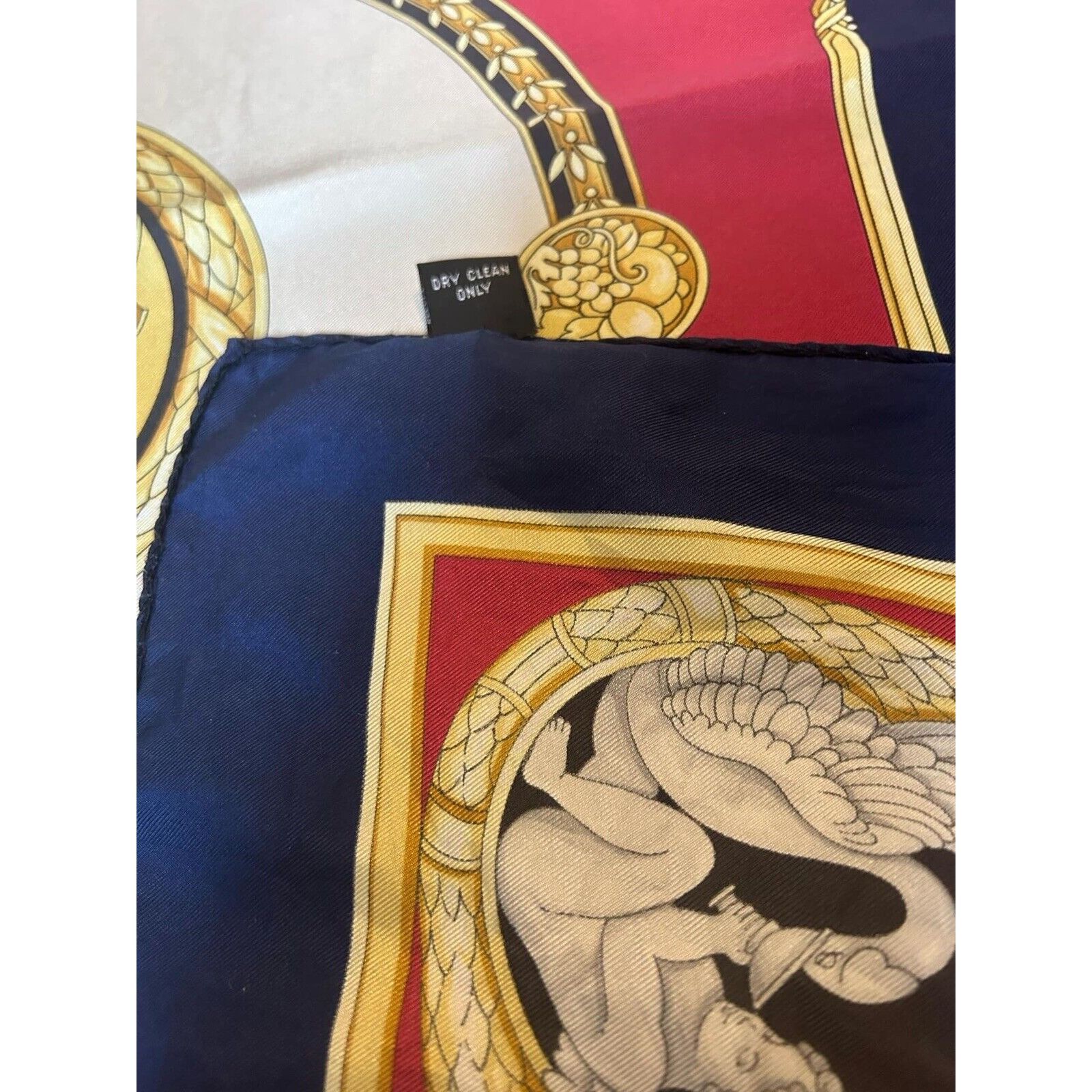 Pierre Balmain PIERRE BALMAIN Red & Blue Godess & Angels Print Silk Scarf Size ONE SIZE - 5 Thumbnail