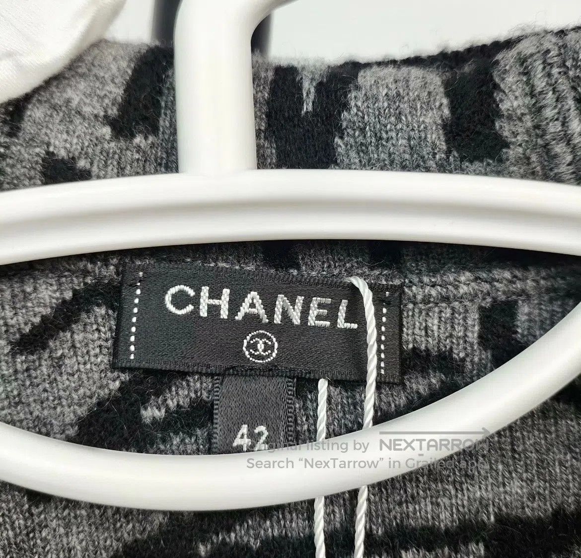 Chanel Chanel Black and grey letter logo knitted cashmere hooded Size M / US 6-8 / IT 42-44 - 4 Thumbnail
