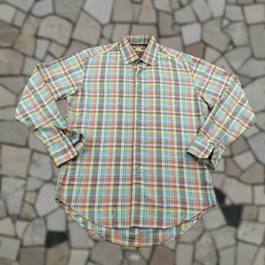 Robert Graham Robert Graham Shirt Men Medium Blue Pink Green Plaid Colorful Button Up Classic Size US M / EU 48-50 / 2 - 1 Thumbnail