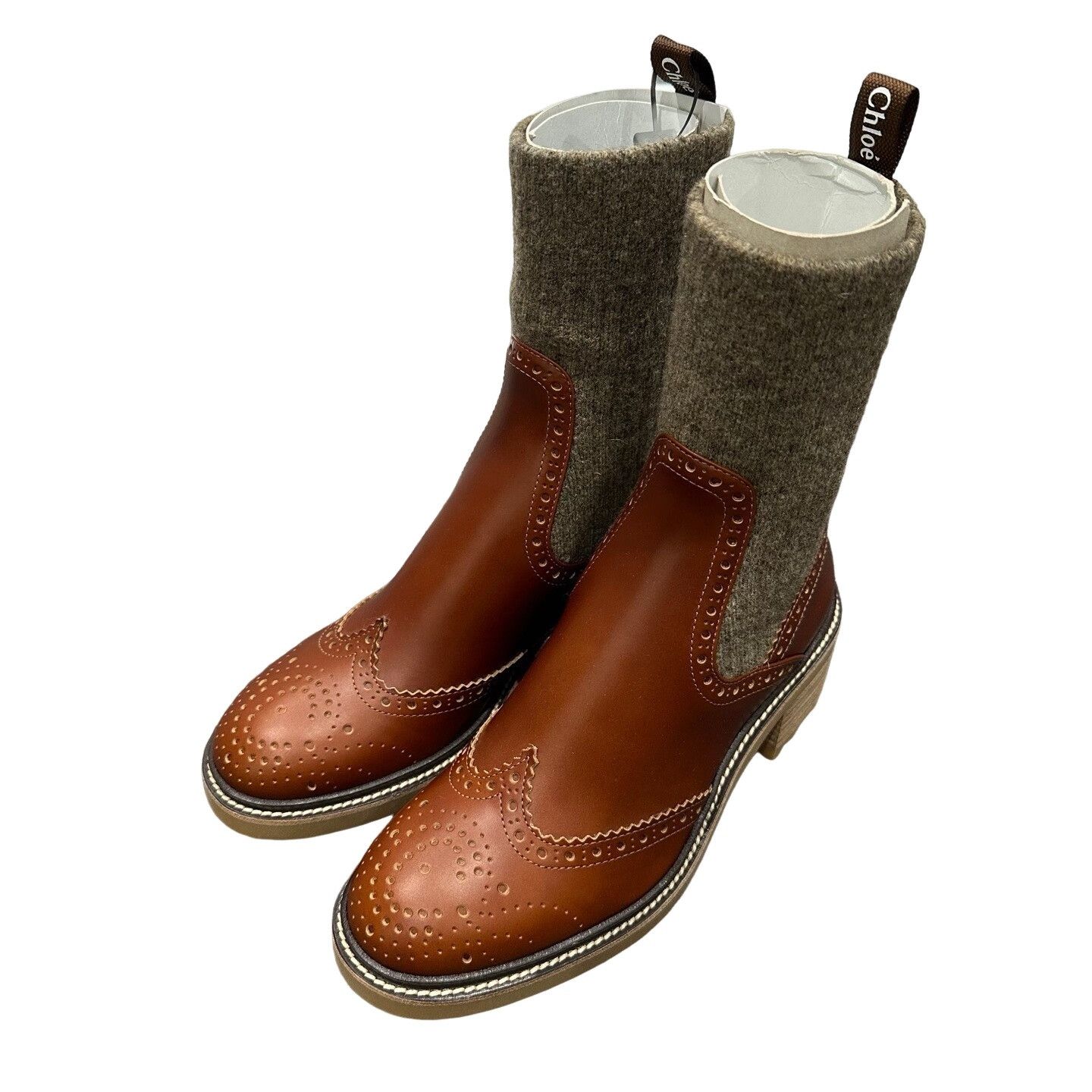 Chloe Chloe Leather Brogue Sock Boots Size 35 Size US 5 / IT 35 - 1 Thumbnail