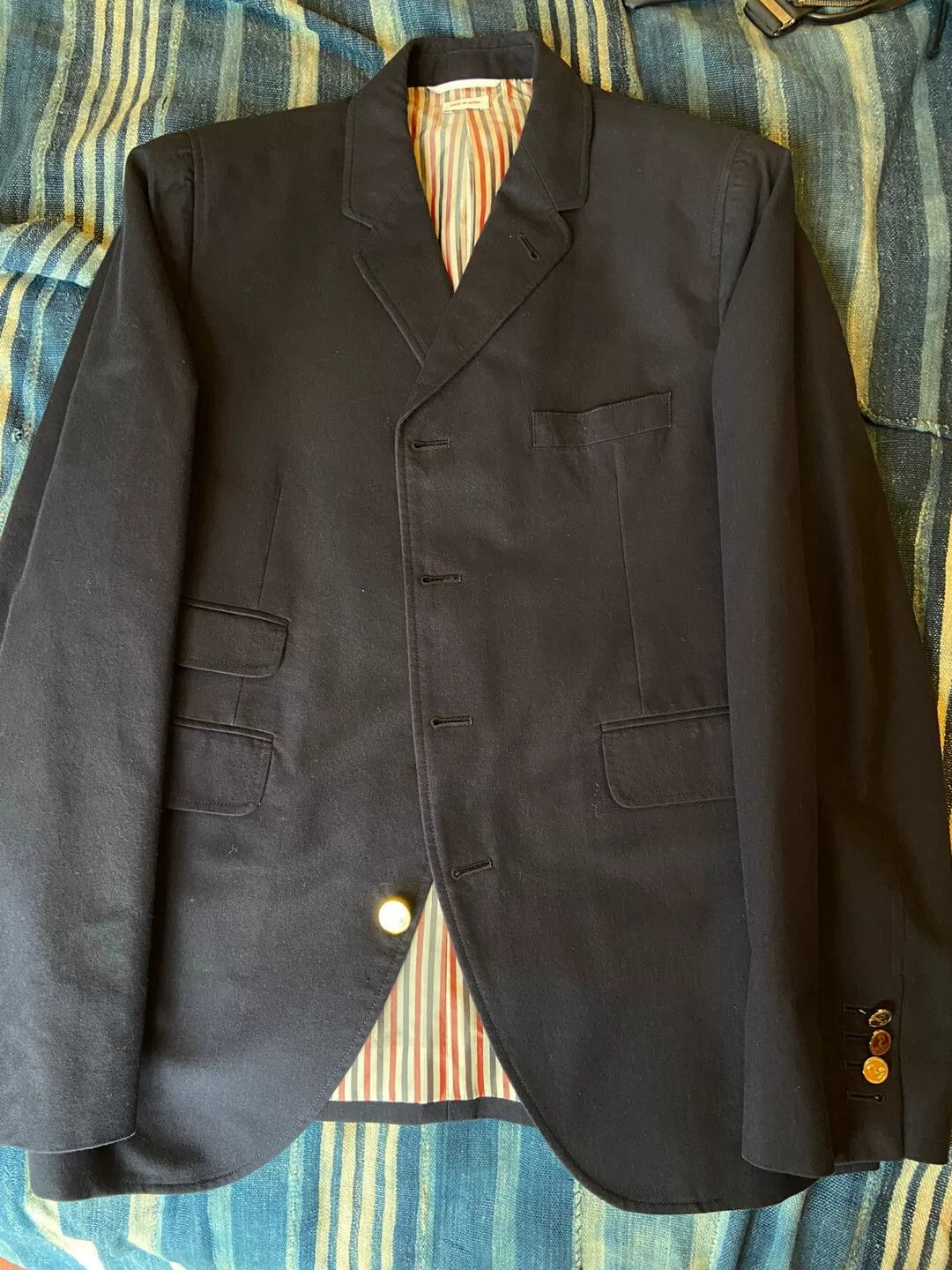 Thom Browne thom browne navy blazer with gold button Size US S / EU 44-46 / 1 - 1 Thumbnail