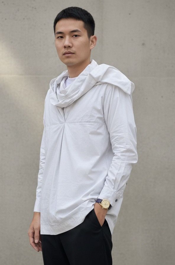 Issey Miyake Issey Miyake 90s Archive Hooded Scarf Shirt Japanese Size US M / EU 48-50 / 2 - 2 Thumbnail