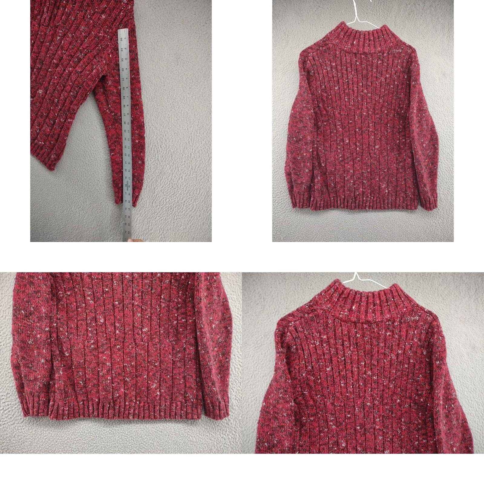 Liz Claiborne Liz Claiborne Womens Red Tweed 1/4 Zip Pullover Sweater 1X Adults Knit Pullover Zipper Baggy Cotton Blend Cable-Knit Ladies Womens VINTAGE? Size XL / US 12-14 / IT 48-50 - 8 Thumbnail