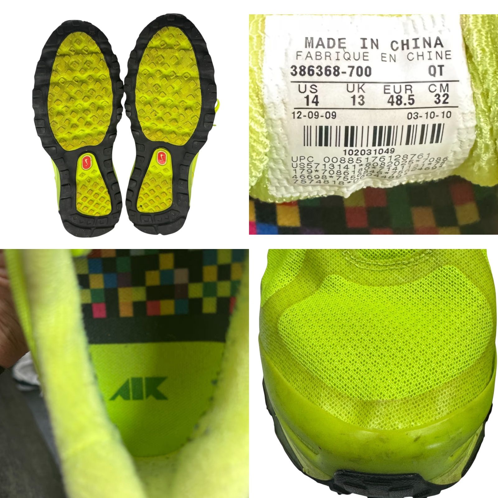 Nike Nike Air Max 2010 Volt Neon Sneaker Mens Size 14 Green 48.5 EU 386368-700 Shoe Athletic Running & Jogging Nike Air Size US 14 / EU 47 - 8 Thumbnail