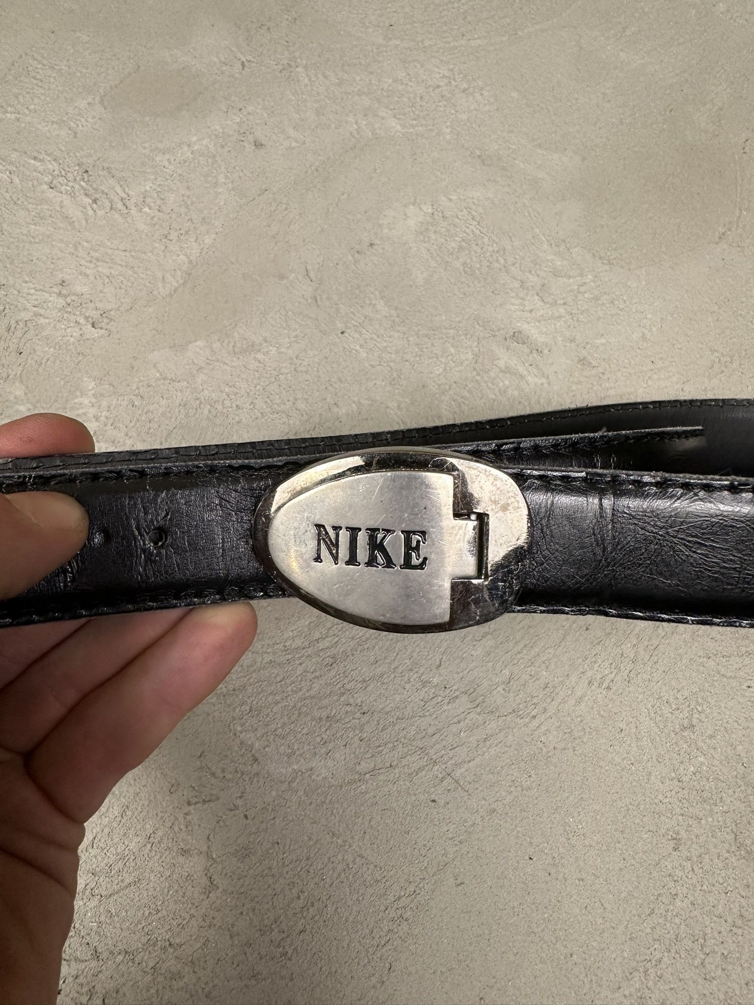 Nike 90s Vintage Nike Leather Spellout Belt Size ONE SIZE - 2 Thumbnail