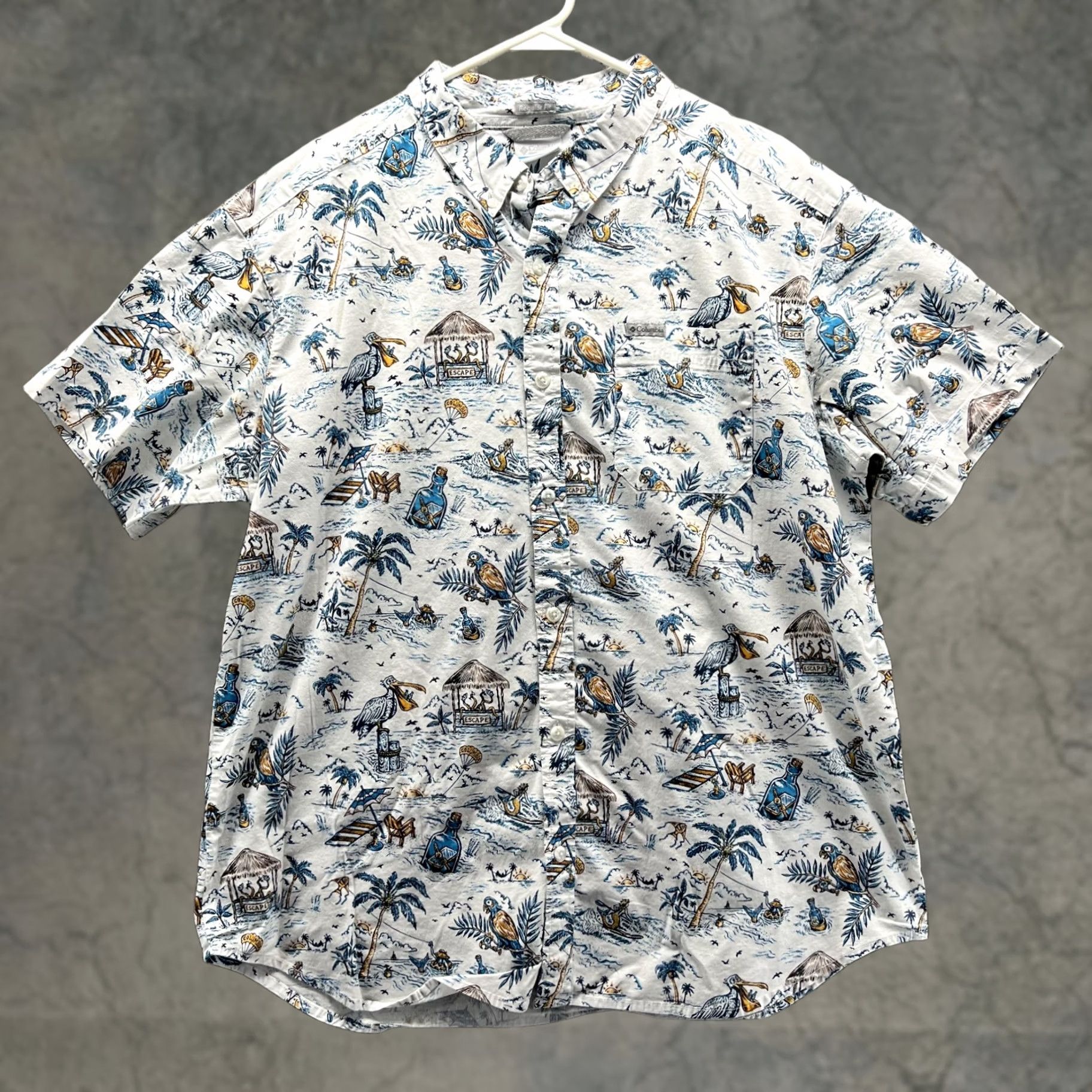 Vintage VINTAGE Columbia Shirt Men XL White Button Down Short Sleeve All over Print Birds vtg Size US XL / EU 56 / 4 - 1 Thumbnail