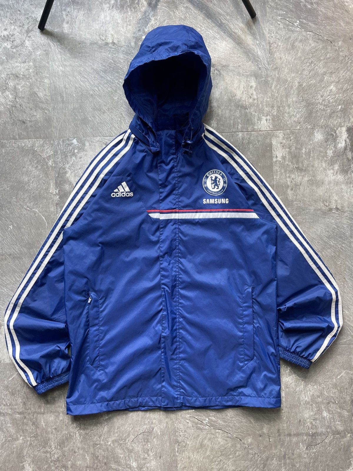 Adidas Vintage Adidas Chelsea Nylon Football Jacket Hooded Y2k Size US XL / EU 56 / 4 - 1 Thumbnail