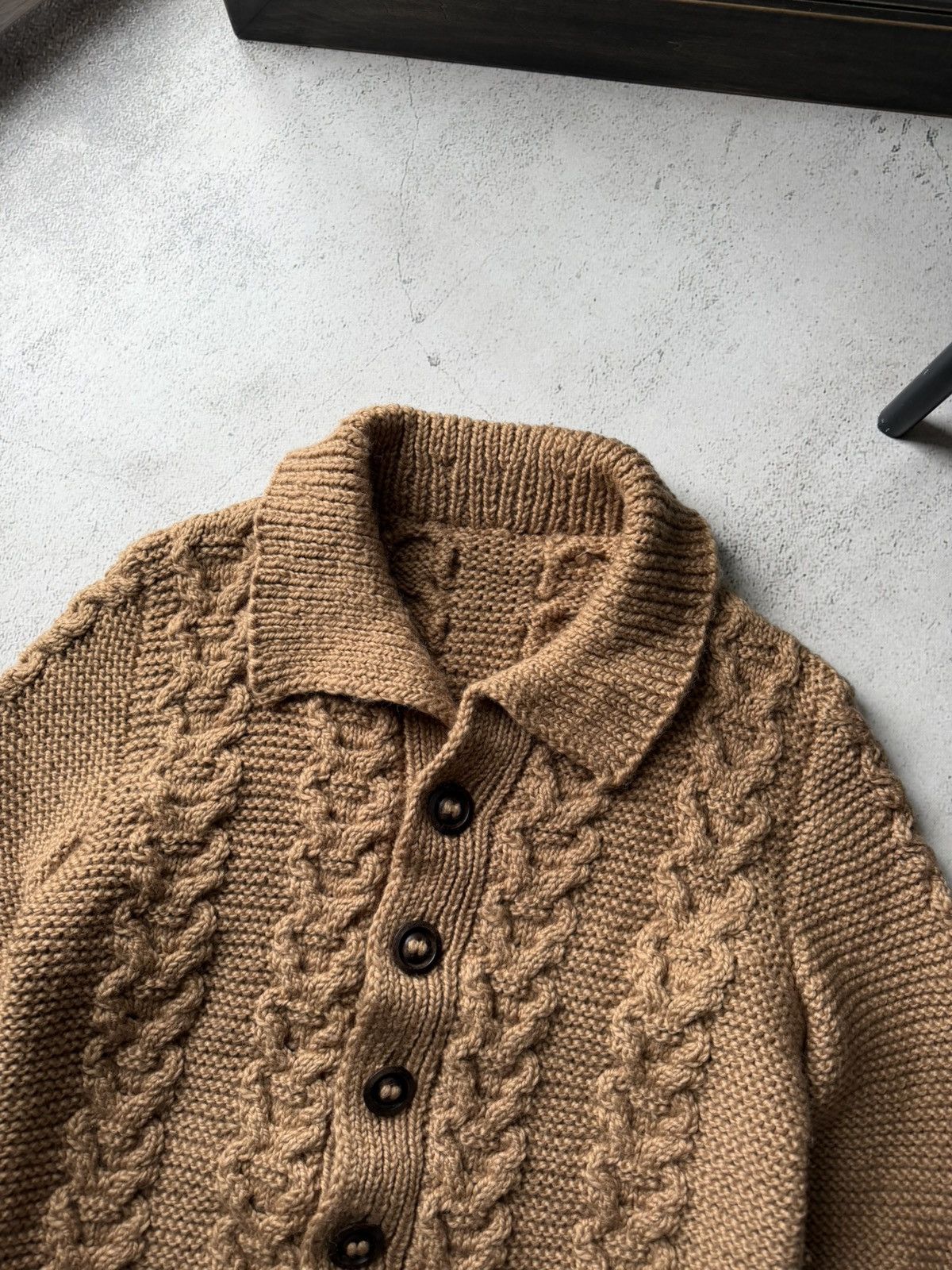 Handmade Hand Made Vintage Brown Button Heavy Sweater Cardigan Size US L / EU 52-54 / 3 - 8 Thumbnail