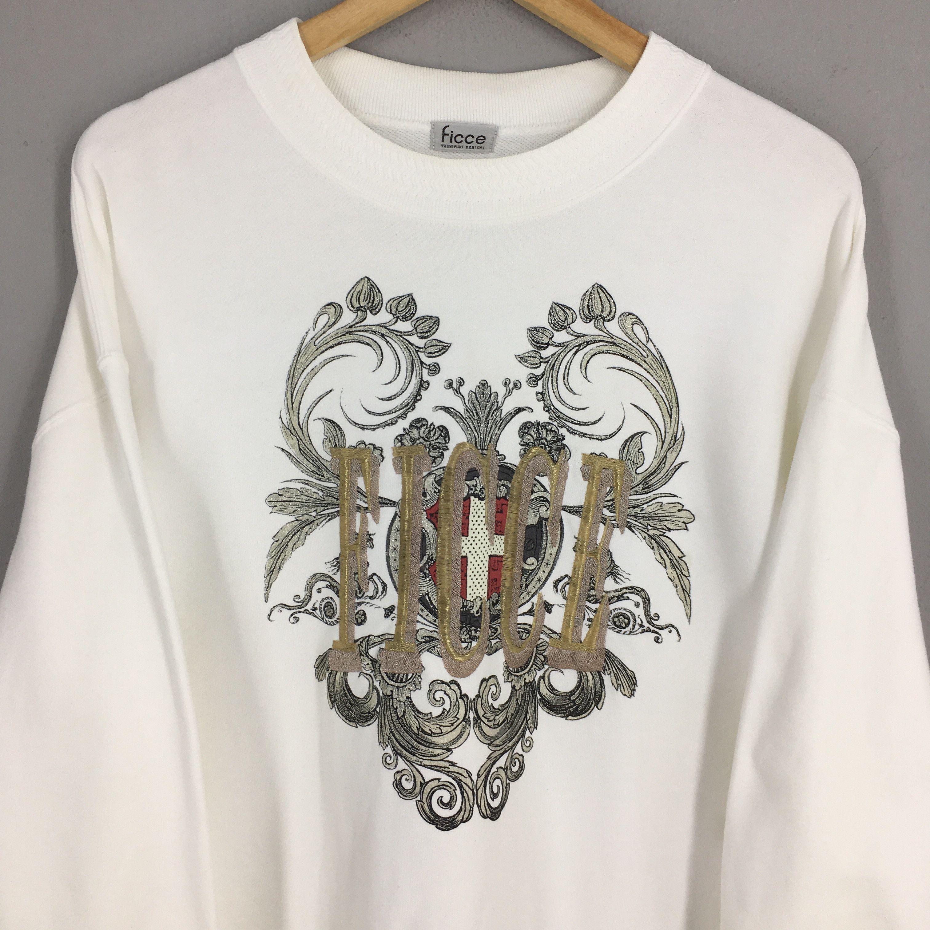 Japanese Brand Vintage Ficce Japan White Sweatshirt Large Size US L / EU 52-54 / 3 - 2 Thumbnail