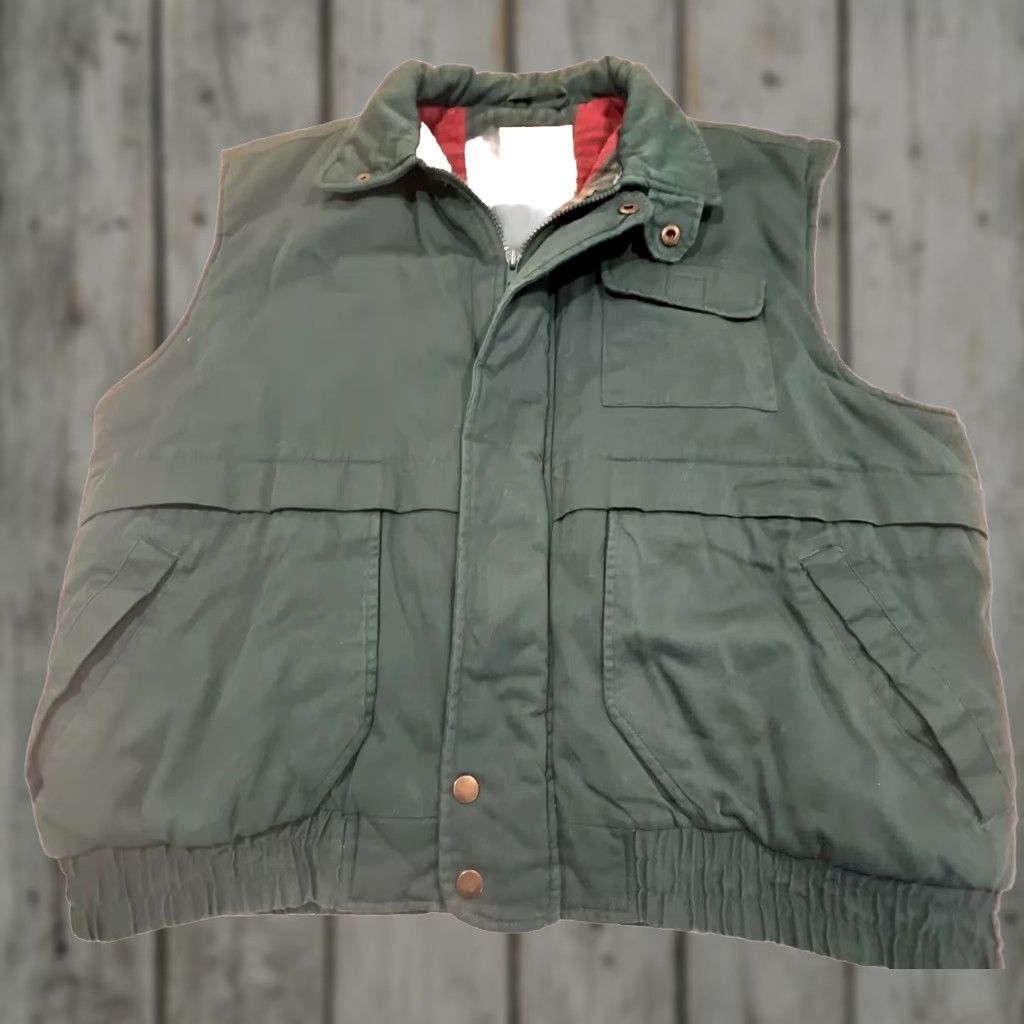 Hunter VINTAGE Greatland Vest L Large Hunter Green Flannel Lined Multi Pockets Zip Mens Size US L / EU 52-54 / 3 - 1 Thumbnail