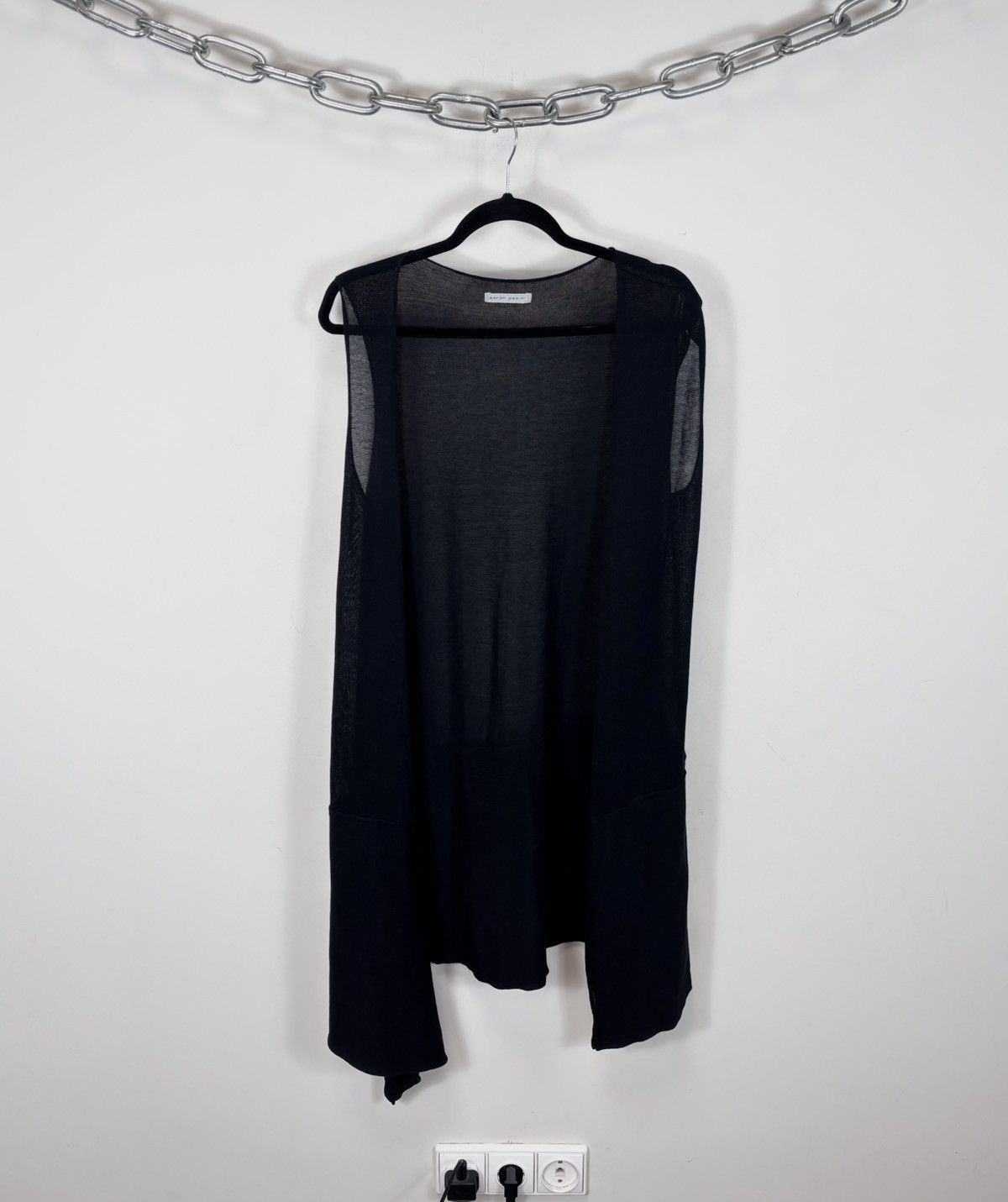 Sarah Pacini Women’s Black Mesh Sleeveless Knit Sweater Top