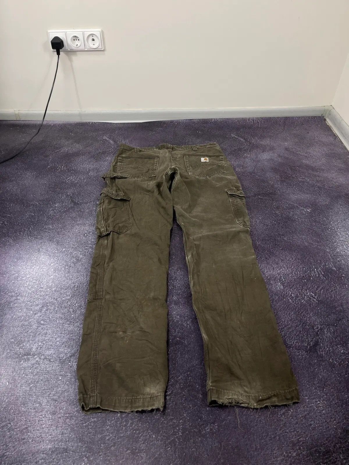 Carhartt Vintage 90s Carhartt Khaki USA Work Hype Cargo Pants Size US 34 / EU 50 - 2 Thumbnail
