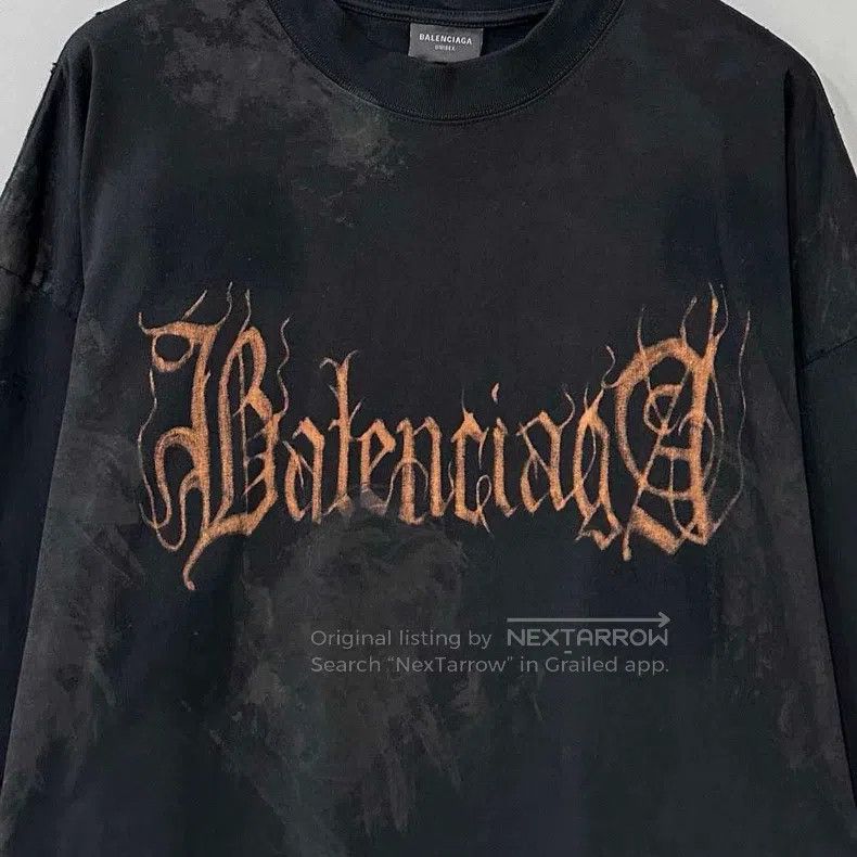 Balenciaga Balenciaga Mud-dyed distressed Sanskrit short-sleeve Size US L / EU 52-54 / 3 - 2 Thumbnail