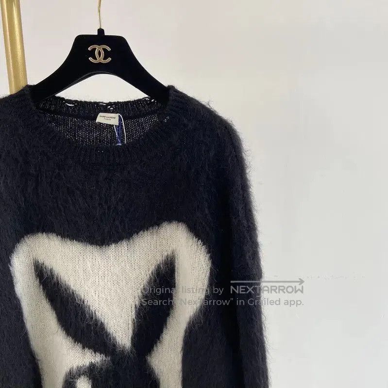 Yves Saint Laurent YSL Large Black Mohair Long Sleeve Knit Sweater . Size XL / US 12-14 / IT 48-50 - 3 Thumbnail