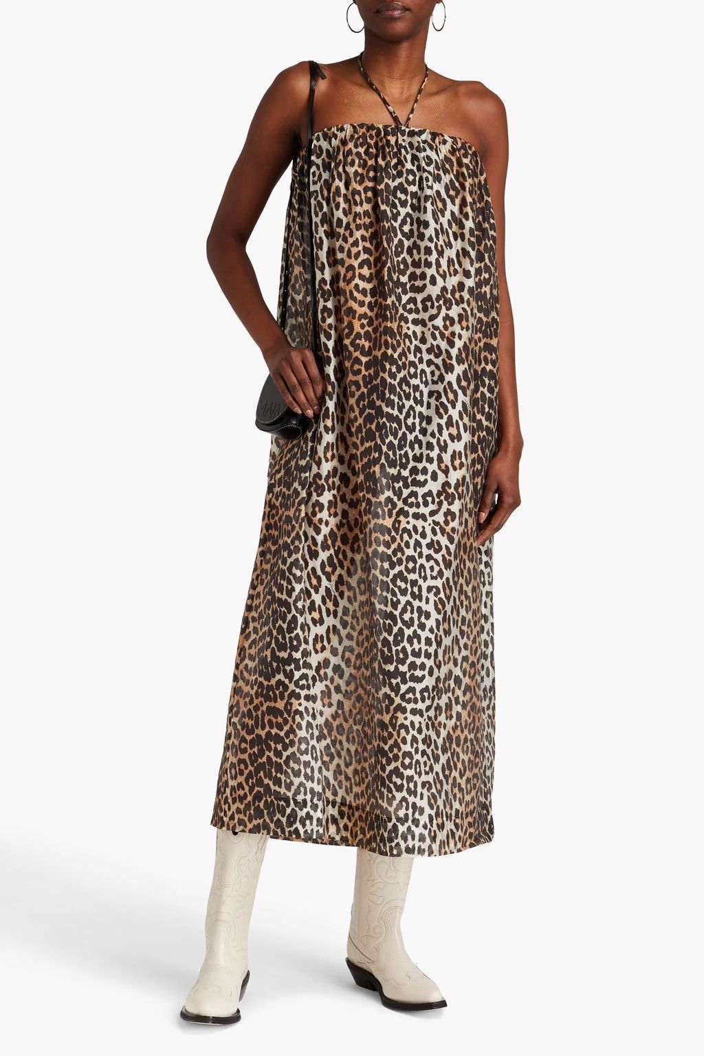Ganni GANNI Leopard-print TENCEL™-blend voile midi dress size EU36 Size S / US 4 / IT 40 - 1 Thumbnail