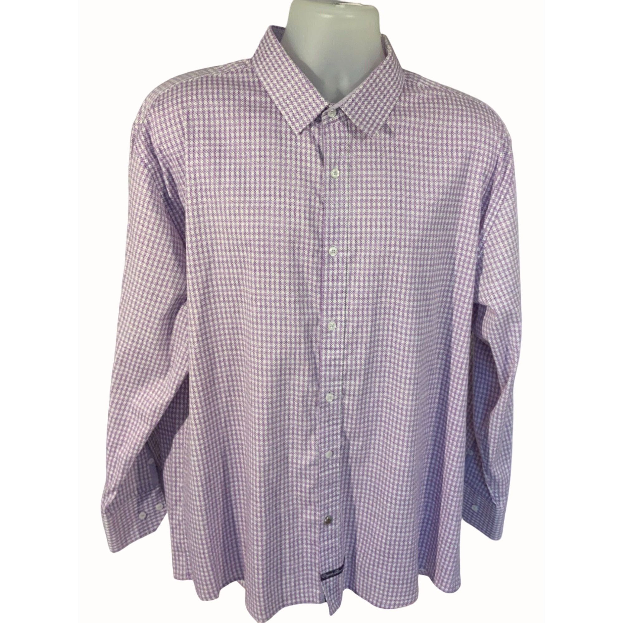 English Laundry English Laundry Mens Lavender Gingham Long Sleeve Shirt XL Size US XL / EU 56 / 4 - 1 Thumbnail