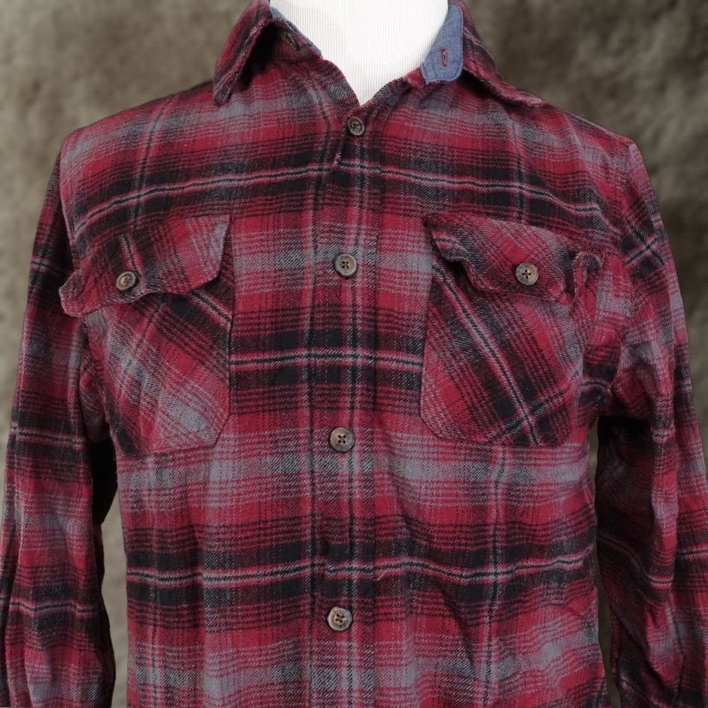 Vintage JACHS Red Plaid Flannel Button-Up Shirt Adult Medium Long Sleeve Regular Fit Mens Size US M / EU 48-50 / 2 - 1 Thumbnail