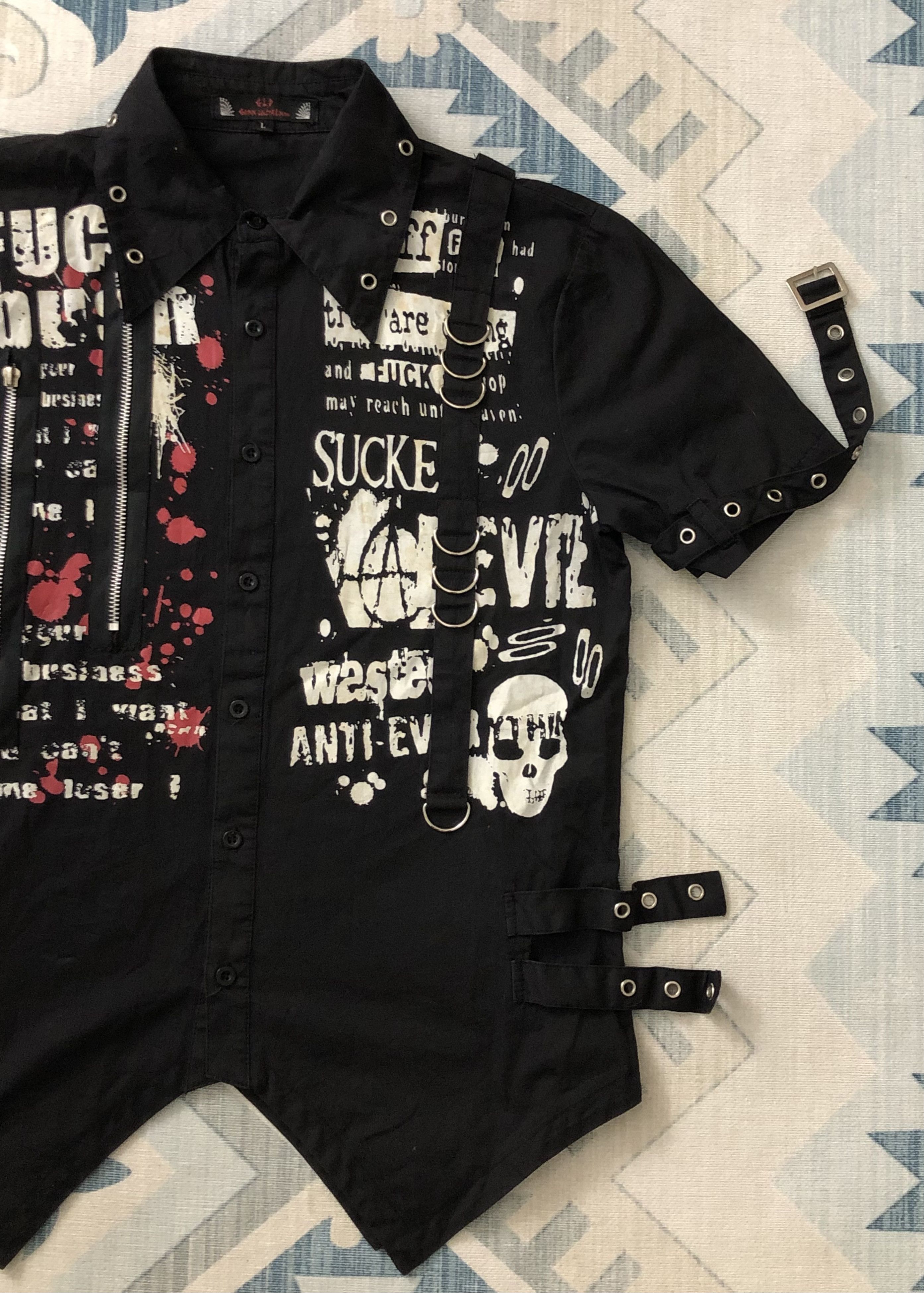 Japanese Brand RARE🔥GOTHIC LOLITA & PUNK SEDITIONARIES BUTTON UPS UNISEX Size US M / EU 48-50 / 2 - 3 Thumbnail