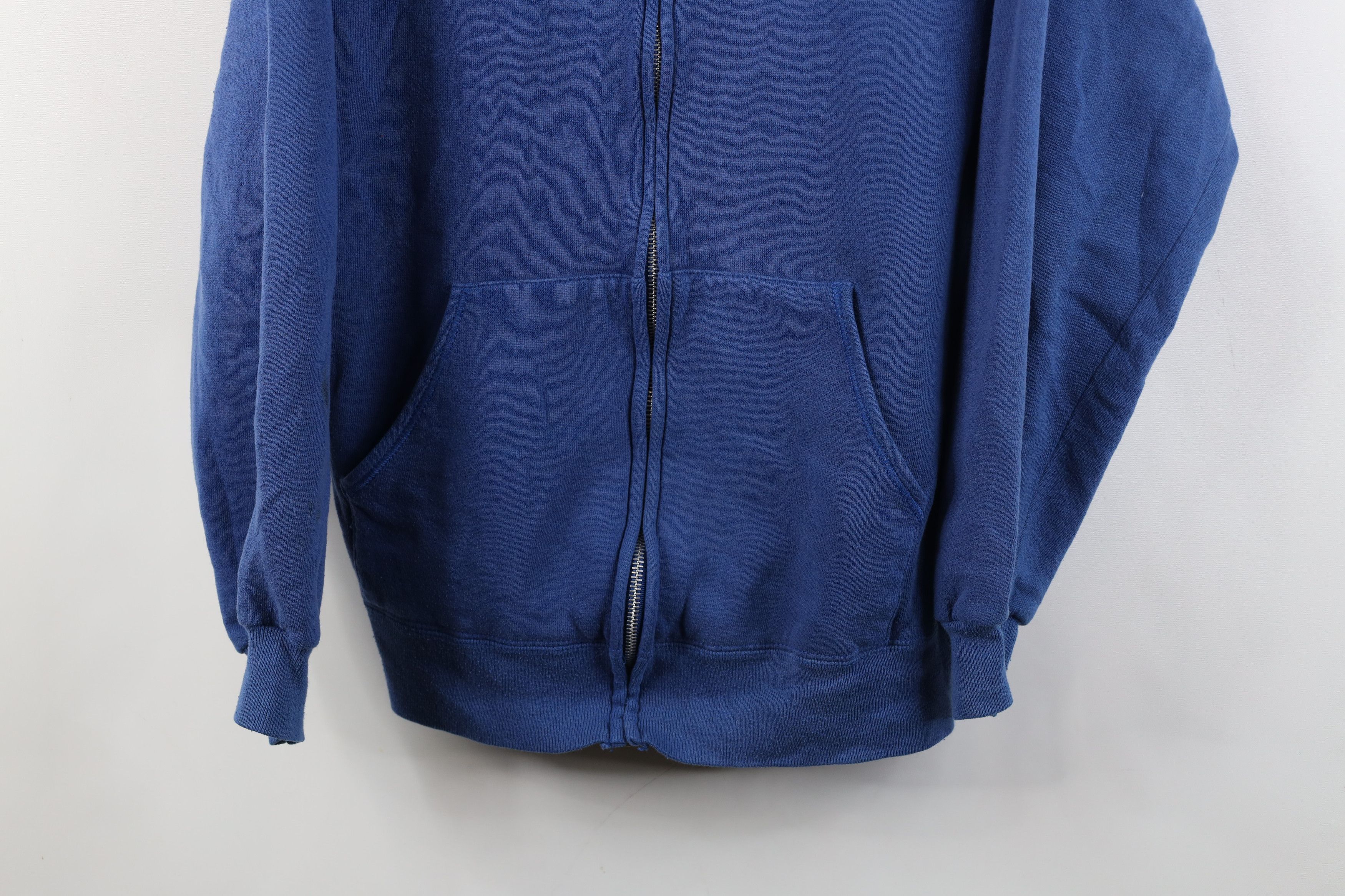 Vintage Vintage 80s 90s Streetwear Blank Full Zip Hoodie Blue USA Size US L / EU 52-54 / 3 - 3 Thumbnail