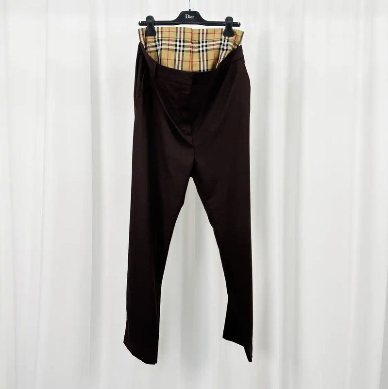 Burberry Burberry Brown Wool Check Logo Trousers for Women Size 23" - 1 Thumbnail
