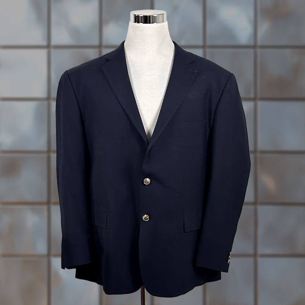 Stafford Stafford 50R Blazer Wool Blend Navy Blue Two Button Lined Vented Mens Blazer Size 50R - 1 Thumbnail