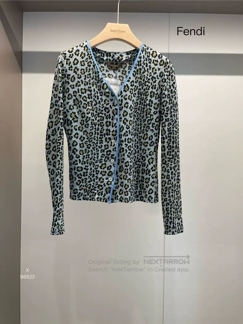 Fendi Blue leopard print cardigan