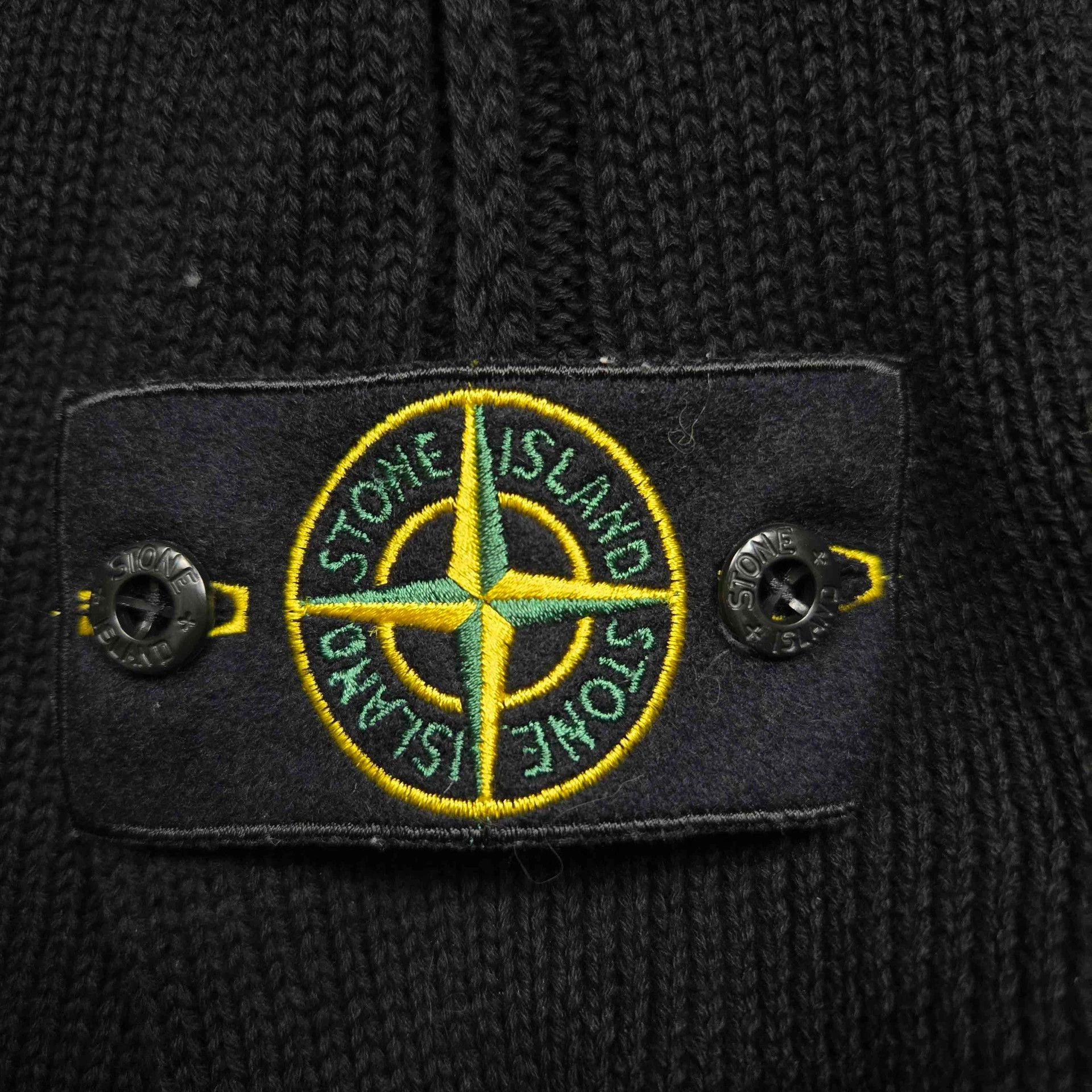Stone Island black wool v-neck knitted cardigan Size US L / EU 52-54 / 3 - 4 Thumbnail
