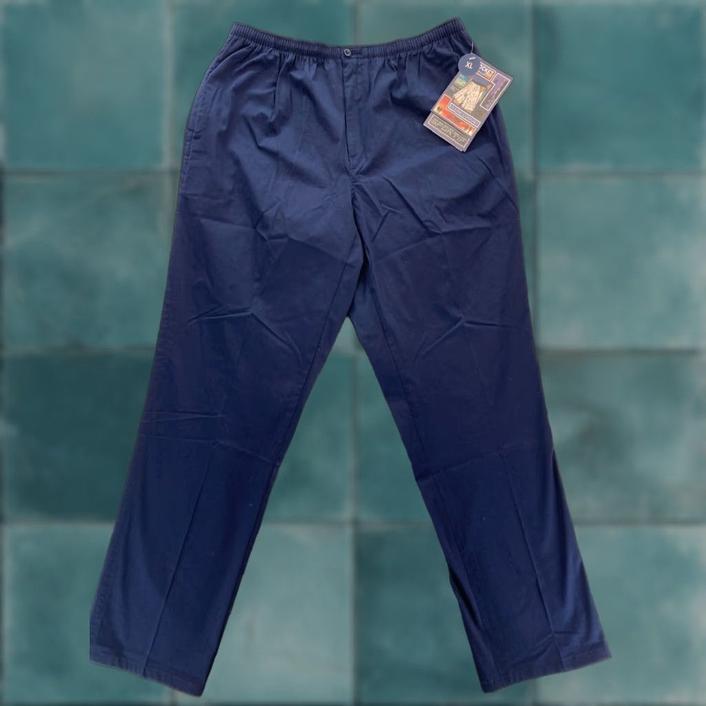 Vintage VINTAGE SPORTIF Pants Mens XL Navy Blue Stretch Fabric Waistband Straight NWT Size US 36 / EU 52 - 1 Thumbnail