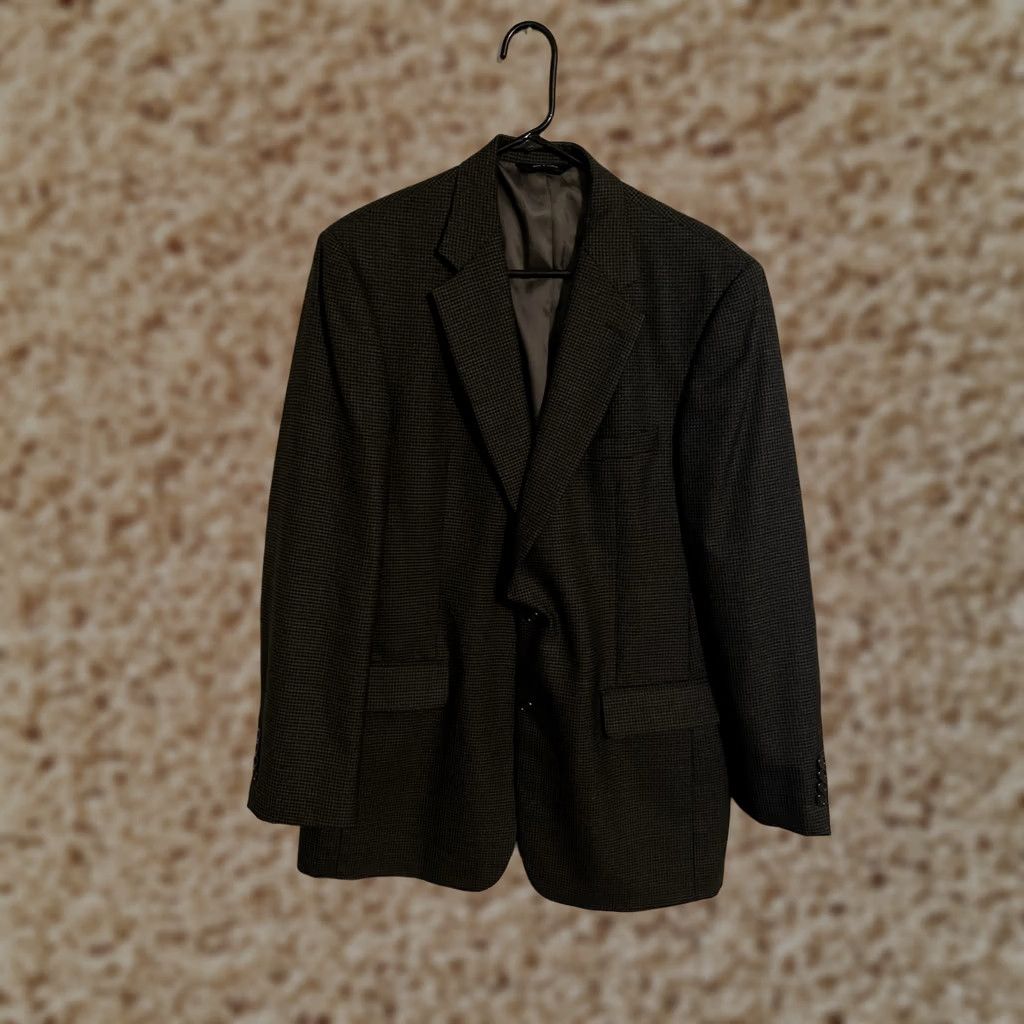 Brooks Brothers Brooks Brothers Blazer Jacket Coat Gray Wool Houndstooth Plaid Mens 41L Size 42R - 1 Thumbnail