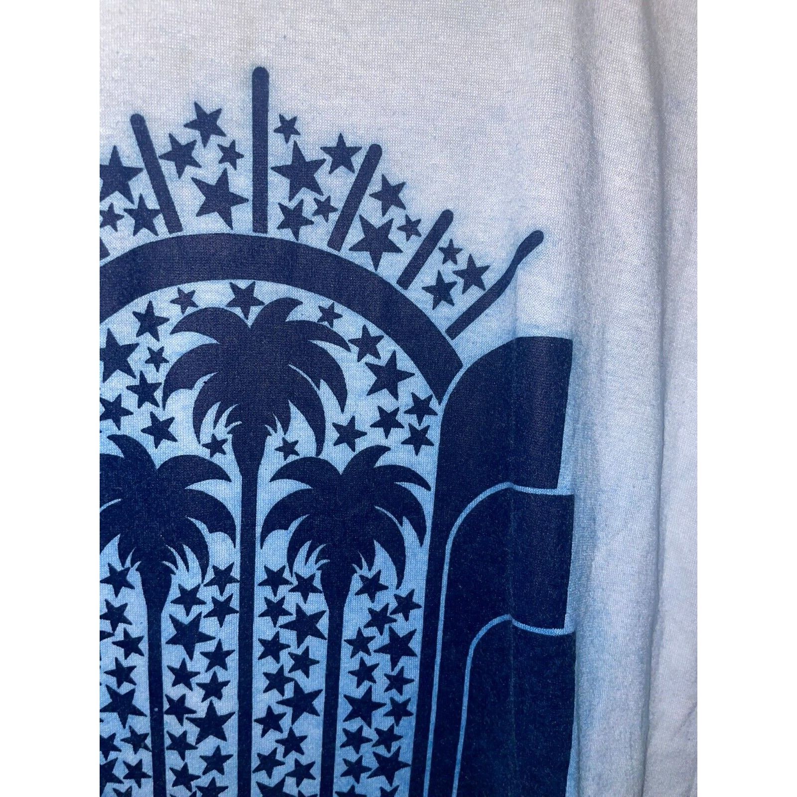 Jerzees 1990 Las Vegas NV Palm Tree Graphic Blue White Shirt VTG 90s Size US XL / EU 56 / 4 - 4 Thumbnail