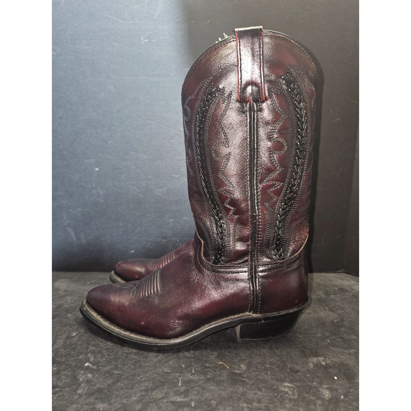 Vintage VINTAGE Abilene Cherry Leather Cowboy Western Boots Men’s Size 8.5 Style 6441-D - Cherry - Boots - Western - Leather - Men - Vintage 6441-D Size US 8 / EU 41 - 2 Thumbnail