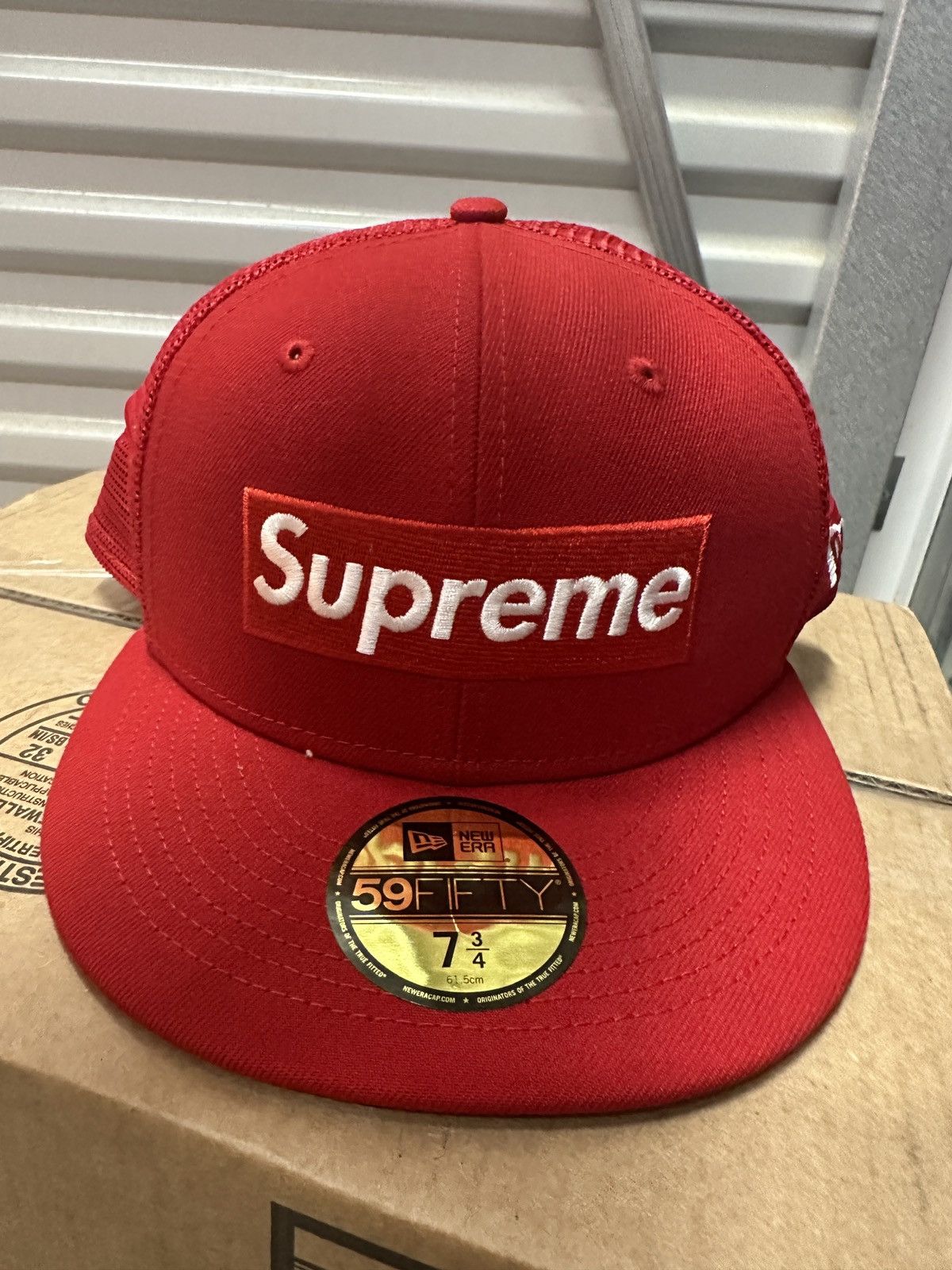 Supreme Supreme Red Mesh New Era Cap Hat 7 1/2 Size ONE SIZE - 3 Thumbnail