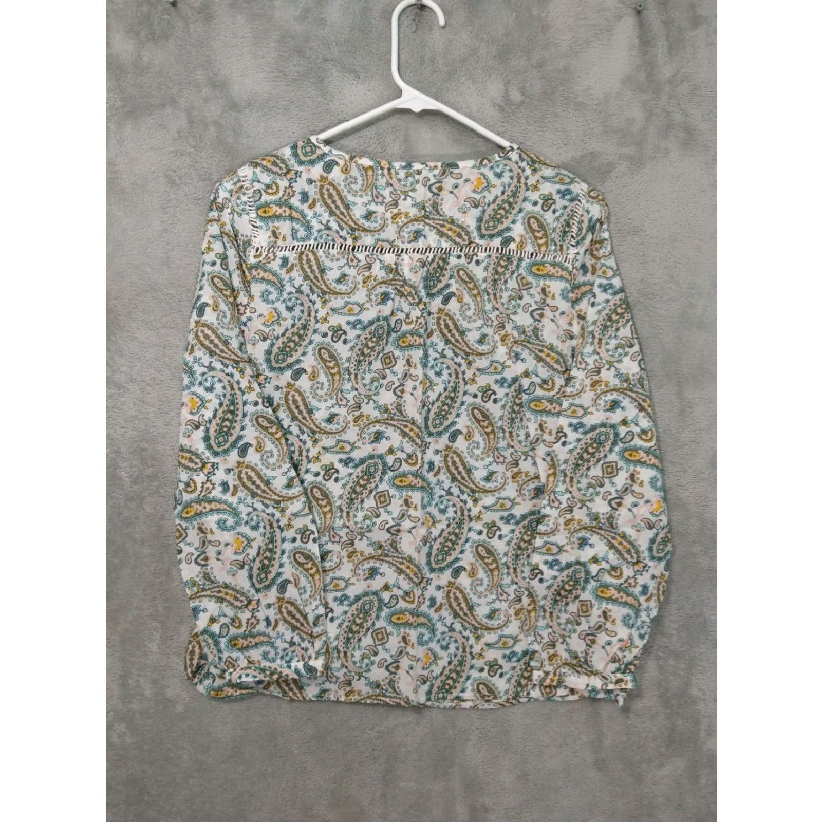 Talbots Talbots White Cotton Tunic Boho Paisley Shirt Womens MP Petite Henley Long Sleeve Casual Travel Size M / US 6-8 / IT 42-44 - 2 Thumbnail