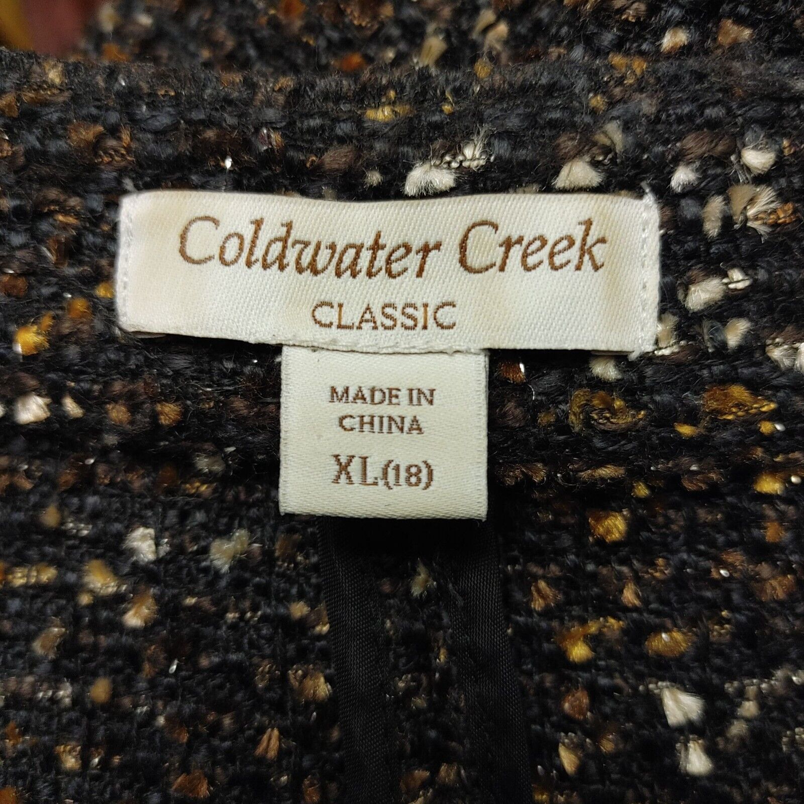 Coldwater Creek Coldwater Creek Women's Black Speckled Wool Open Front Cardi Size XL / US 12-14 / IT 48-50 - 3 Thumbnail